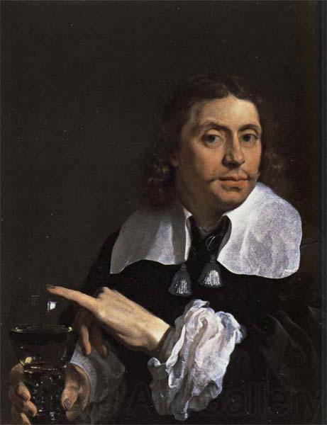 Karel du jardin Self-Portrait Holding a Roemer France oil painting art